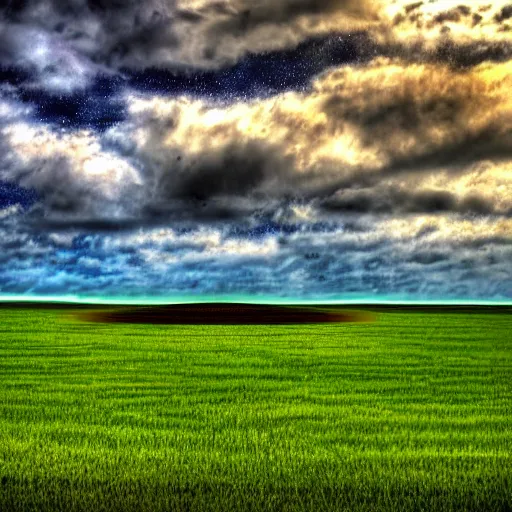 Prompt: UFO Fantasy Art taking a cow crop circle HDR