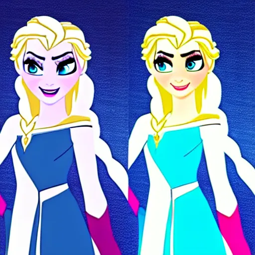 Prompt: elsa from frozen as a superhero, animated style, cartoon style