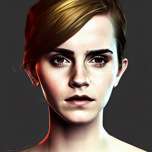 Prompt: Portrait of Emma Watson, cyberpunk style, artstation cgsociety masterpiece