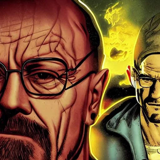 Image similar to dark gritty breaking bad comic book by Garth Ennis cover art