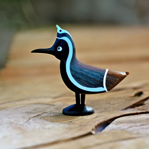 Image similar to wood penguin in the wild. fantasy art.