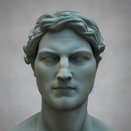 Prompt: a 3 d render of the head of david marble statue, in the style of michelangelo