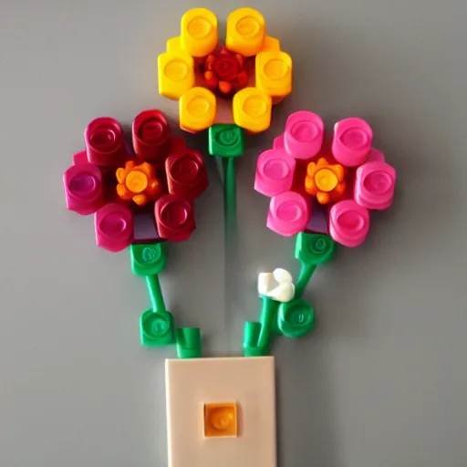 Image similar to flowers made out of lego