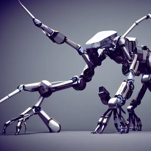 Prompt: hexapod robot beast, convex, kitbashing, robot, unreal engine, 4 k