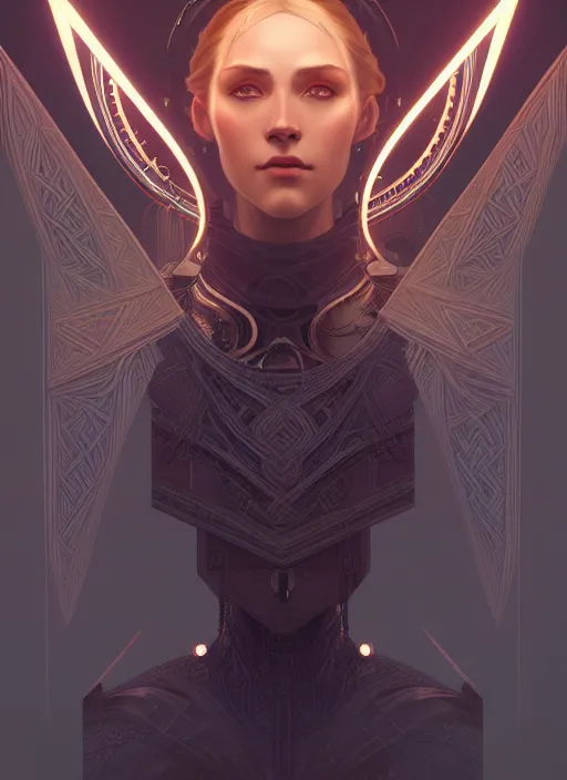 Image similar to symmetry!! portrait of viking, sci - fi, tech wear, intricate, elegant, highly detailed, digital painting, artstation, cinematic lighting, concept art, smooth, sharp focus, illustration, art by artgerm and greg rutkowski and alphonse mucha, 8 k