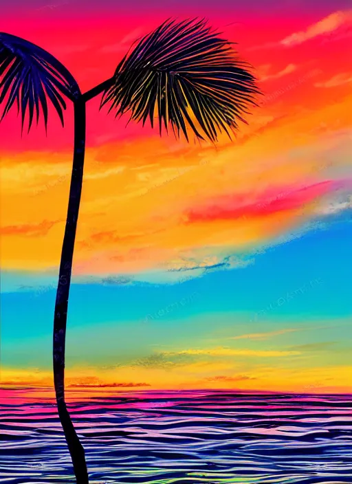 Prompt: tropical heaven, bright gradient sunset