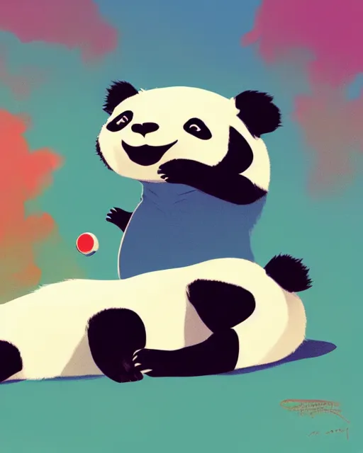 Prompt: a panda laying in the sun, cory loftis, james gilleard, atey ghailan, makoto shinkai, goro fujita, character art, rim light, exquisite lighting, clear focus, very coherent, plain background, soft painting