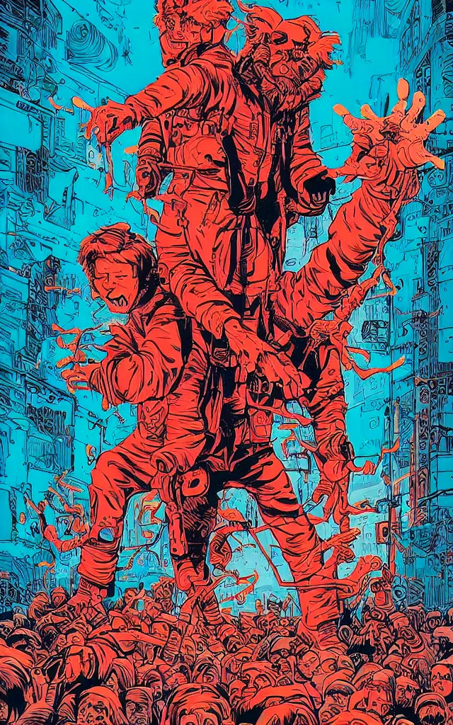 Image similar to the thing 1 9 8 2 movie poster, in the style of james jean and laurie greasley, dynamic composition, dramatic lighting, hyper - realistic, ultra detailed, creepy