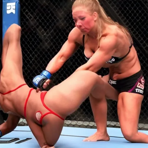 Image similar to transgender muscular woman beating up woman in ufc