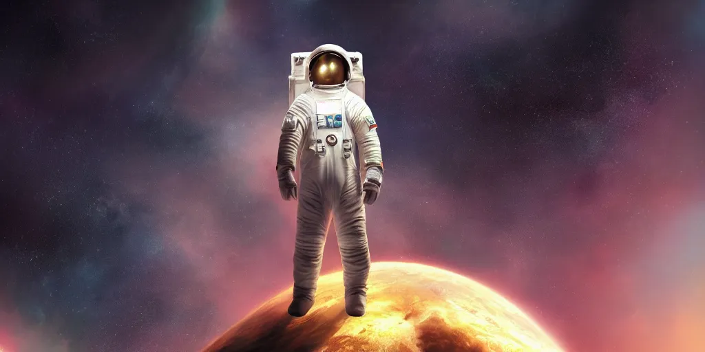 Prompt: astronaut standing at the edge of the universe, digital art, realistic, artstation, detailed