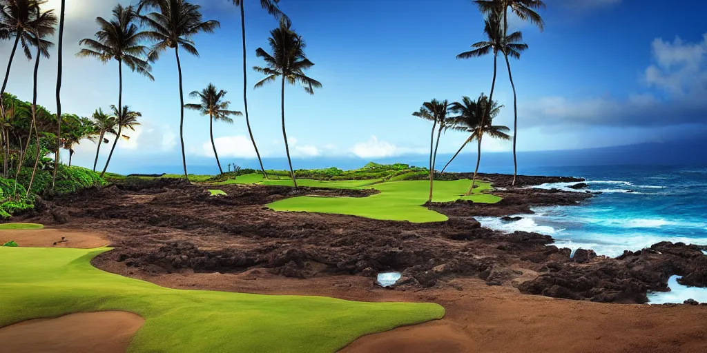 Image similar to Kapalua maui Hawaii, hyperrealistic, realistic, photorealistic, dynamic lighting, highly detailed, cinematic landscape, studio landscape, studio lighting