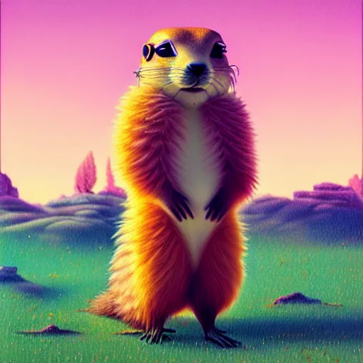 Image similar to cute fluffy prairie dog :: by Martine Johanna and Simon Stålenhag and Chie Yoshii and Casey Weldon and Guillermo del toro :: ornate, dynamic, particulate, rich colors, intricate, elegant, highly detailed, centered, artstation, smooth, sharp focus, octane render, 3d