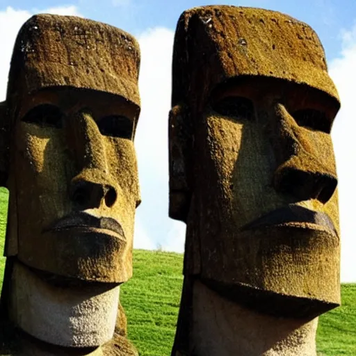 Prompt: Easter island head statue of a giga Chad with face characteristics of a gigachad