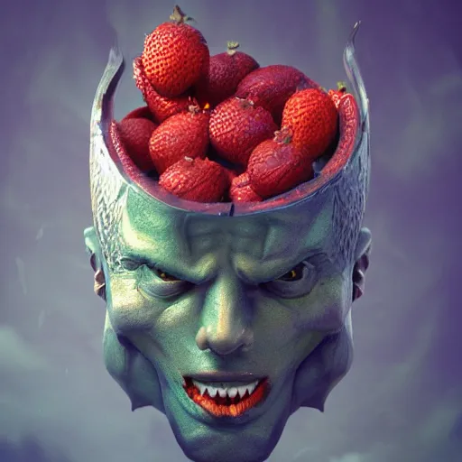 Prompt: a beautiful painting of Devil's fruit that gives you superhuman powers when you eat it, fantasy art, highly detailed, mysterious, octane render, trending on artstation