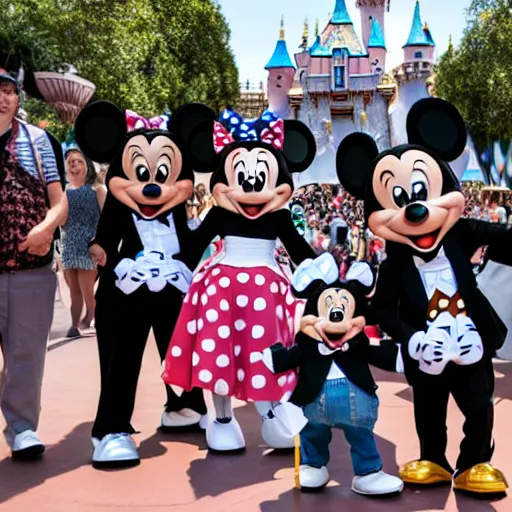 Image similar to a group of gangsters at disneyland