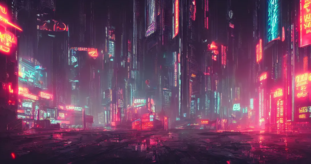 cyberpunk city, neon signs, samurai, dark, | Stable Diffusion