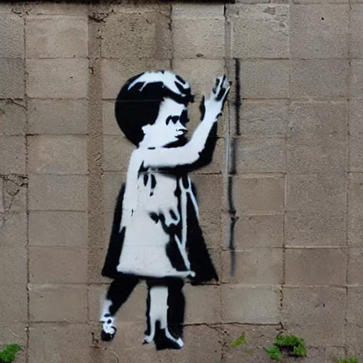 Prompt: banksy graffiti showing the dangers of ai