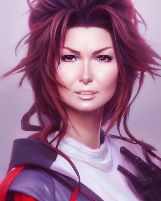 Image similar to anime portrait of Shania Twain by Stanley Artgerm Lau, WLOP, Rossdraws, James Jean, Andrei Riabovitchev, Marc Simonetti, and Sakimichan, trending on artstation