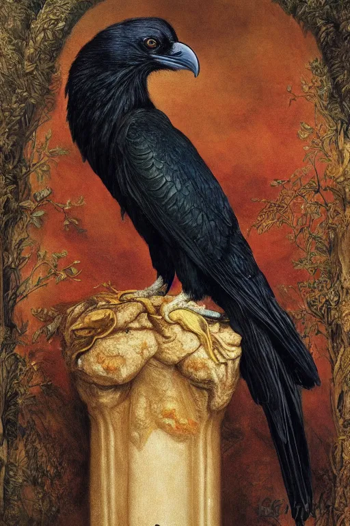 Prompt: a breathtakingly stunningly beautifully highly detailed animal portrait of a majestic raven, by rosetti and michael cheval and rosetti and turner, 4 k