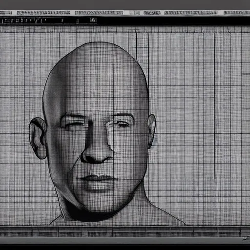 Image similar to Vin Diesel wireframe render