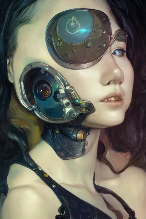 Image similar to portrait of beautiful young curvy goblin, cyberpunk, Warhammer, highly detailed, artstation, illustration, art by Gustav Klimt and Range Murata and Ilya Kuvshinov and Sakimichan