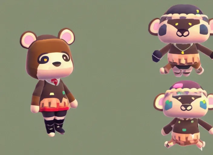 Image similar to extremely cute chibi bear animal crossing villager. animal crossing character. 3 d render, 3 d model rip, simplified, symmetry, animal crossing new horizons, hq, artgerm, arstation,