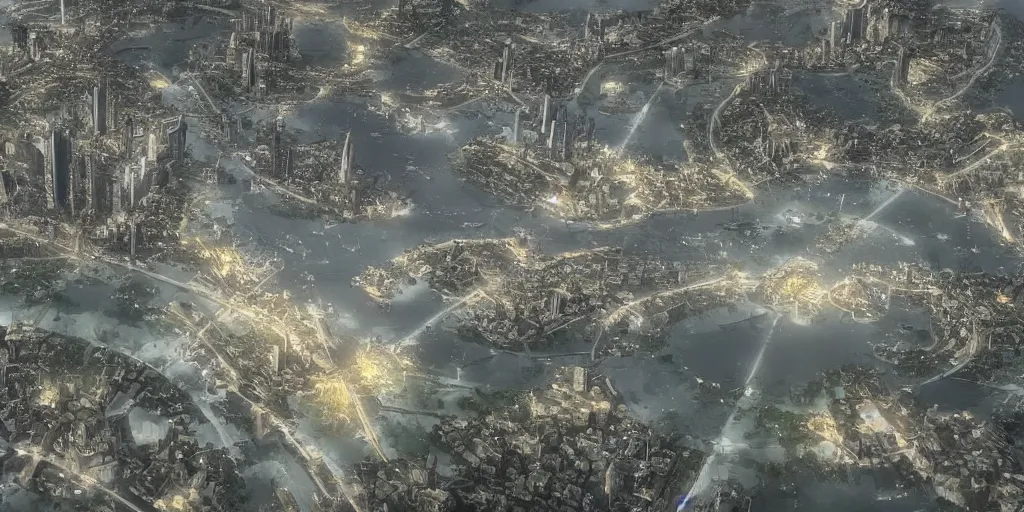 Prompt: the future capital city of liberland, epic scene from vfx scifi by christopher nolan