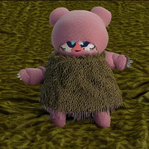 Image similar to cute fumo plush in a ghillie suit, vray