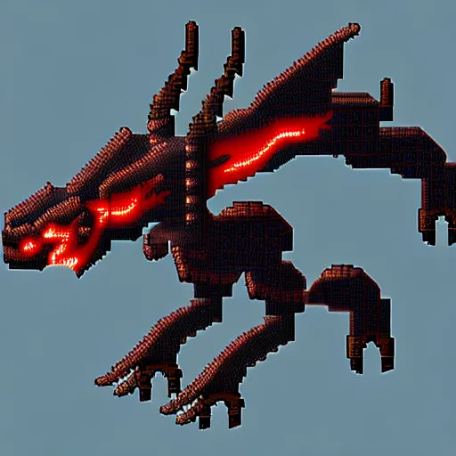 Prompt: a pixel art of a futuristic cyborg dragon, 4 k, ultra detailed