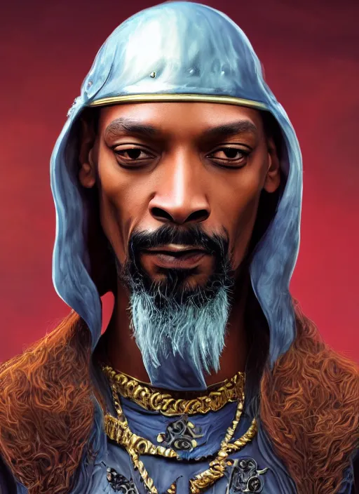 Image similar to snoop dogg as a mage, short beard, grumpy, plate armor, Ivan Aivakovsky, Boris Vallejo, epic fantasy character art, D&D Concept Art, full length, ultra Realistic, Regal, Refined, Detailed Digital Art, Exquisite detail, post-processing, masterpiece, Cinematic Lighting, Unreal Engine, 8k, HD,