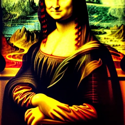 Prompt: mona lisa. crayon.