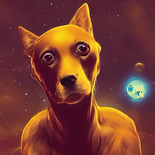 Image similar to dogs in space, digital art, trending on artstation, cinematic