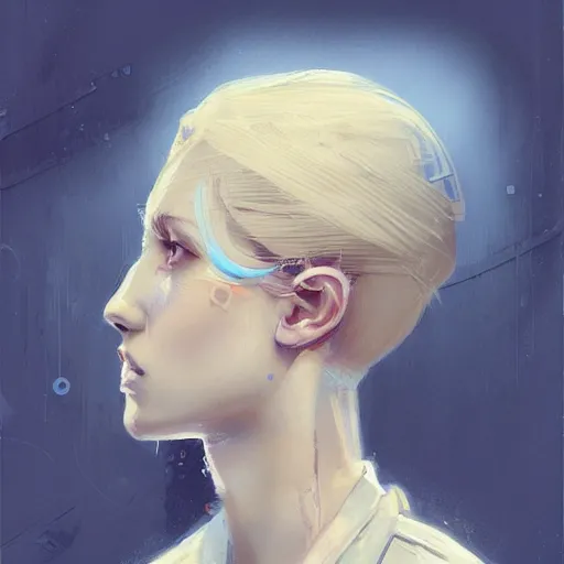 Image similar to Beautiful girl with a blond hair and blue eyes profile picture by Greg Rutkowski, asymmetrical, Organic Painting , Matte Painting, geometric shapes, hard edges, street art, trending on the artstation, realistic:2 by Sachin Teng:4, blur: -4