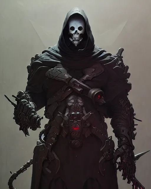 Image similar to reaper from overwatch, character portrait, concept art, intricate details, highly detailed by greg rutkowski, michael whelan and gustave dore