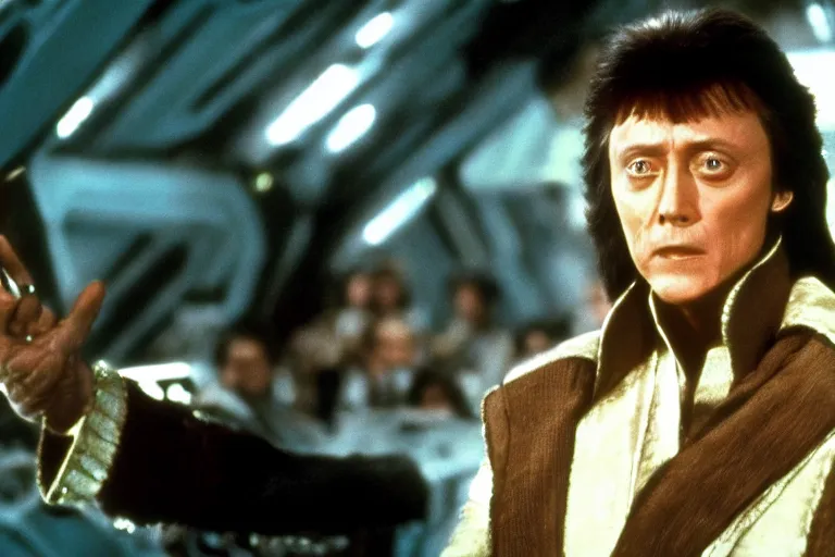 Image similar to film still of Christopher Walken as Khan Noonien Singh in The Wrath of Khan, 4k