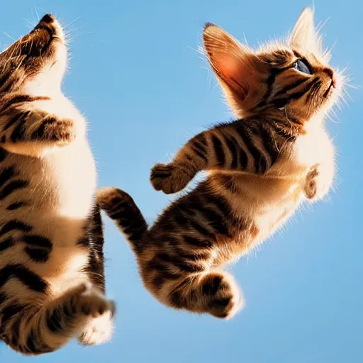 Image similar to photo of flying kittens, award - winning photograph, national geographic, perfect lighting