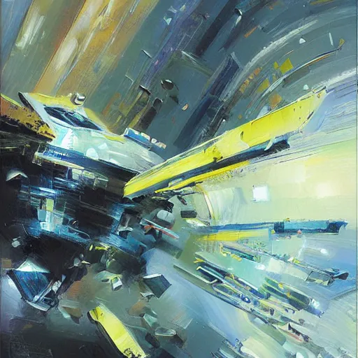 Image similar to minimalist dimensions shift warp concept art oil painting by john berkey , loosely detailed, brush hard