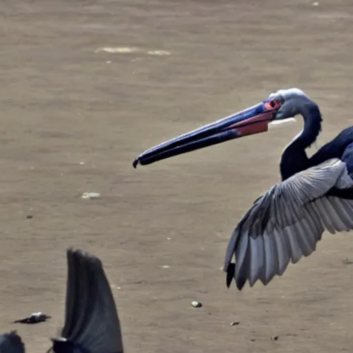 Image similar to a shoebill stork attacking a city