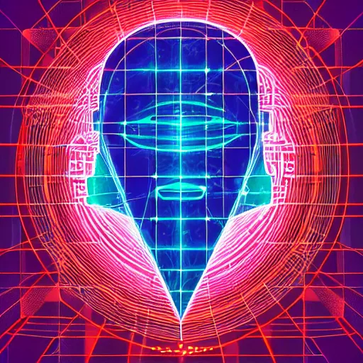 Prompt: geometry drawings with glitch effect medium shot of mysterious object digital illustration android netrunner by tim doyle