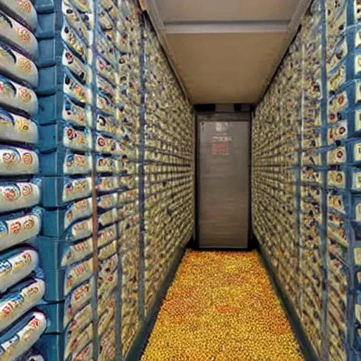 Image similar to a large open bank vault with thousands of pill capsules spilling out