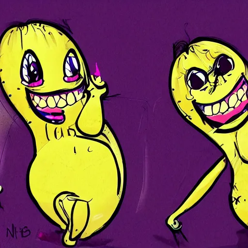 Image similar to punk rock female bananas, cartoon, trending on art station