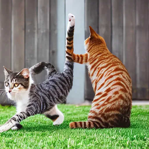 Image similar to two cats playing basketball, very detailed, album photo, canon shot