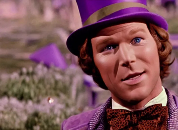 Image similar to film still of Chris Pratt as Willy Wonka in Willy Wonka and the Chocolate Factory 1971