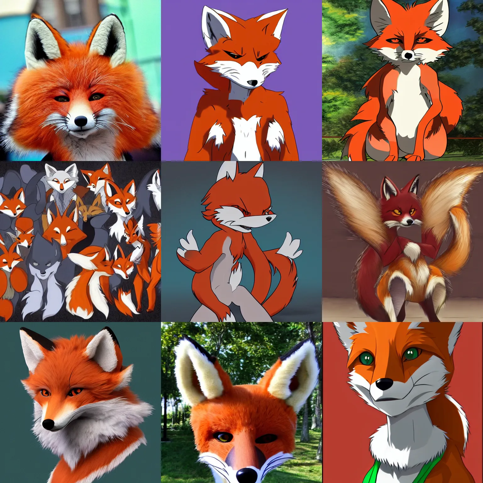 Prompt: furry fox anime fursuit fandom anthromorphic