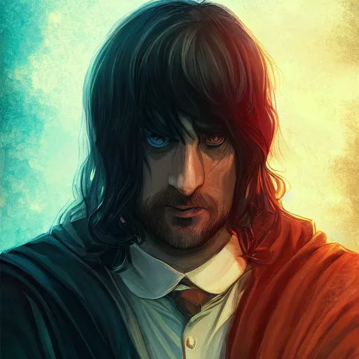 Image similar to J.R.R. Tolkien as Aragorn, ambient lighting, 4k, anime key visual, lois van baarle, ilya kuvshinov, rossdraws, artstation