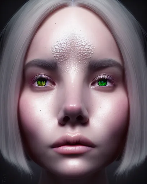 Prompt: face, portrait of a beautiful slime woman | | artgerm, deviantart, realistic, dramatic shadowing, 8 k, hd, octane render, perfect