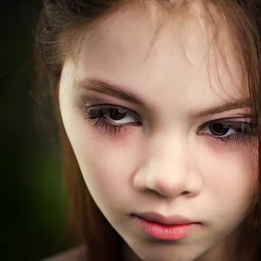 Image similar to headshot portrait of young demon girl, bokeh, fine details