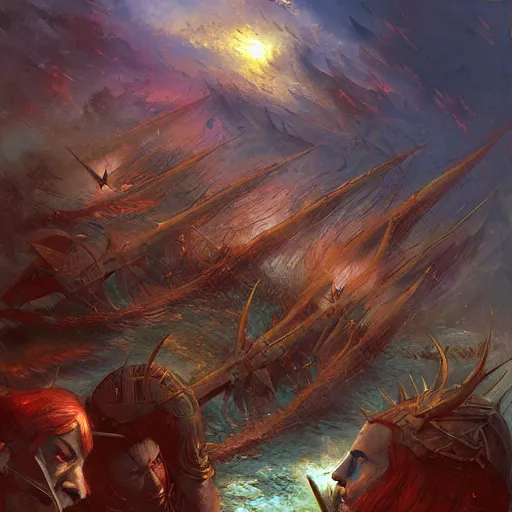 Image similar to The battle of the Trident by Marc Simonetti