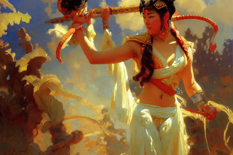 Image similar to ne zha, sunny, painting by gaston bussiere, craig mullins, j. c. leyendecker