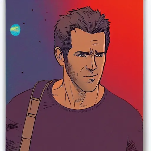 Prompt: “ ryan reynolds retro minimalist portrait by jean giraud, moebius starwatcher comic, 8 k ”